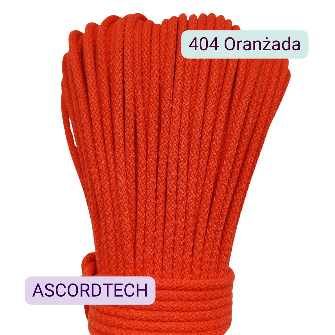 Oranżada 404 – intensywny pomarańczowy sznurek bawełniany 5 mm do szycia torebek