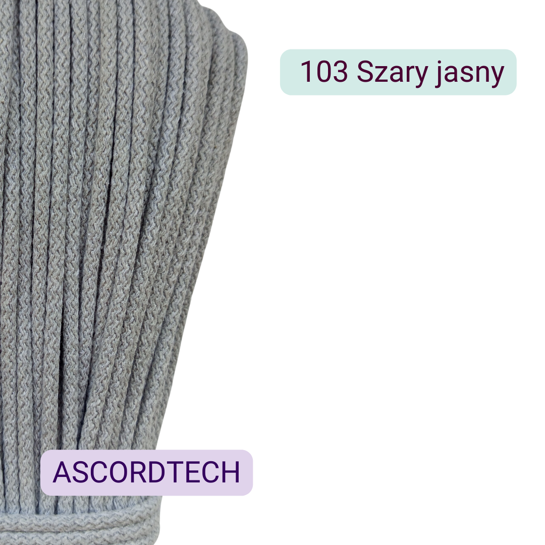 Jasnoszary sznurek bawełniany 5 mm 50 m – kolor 103