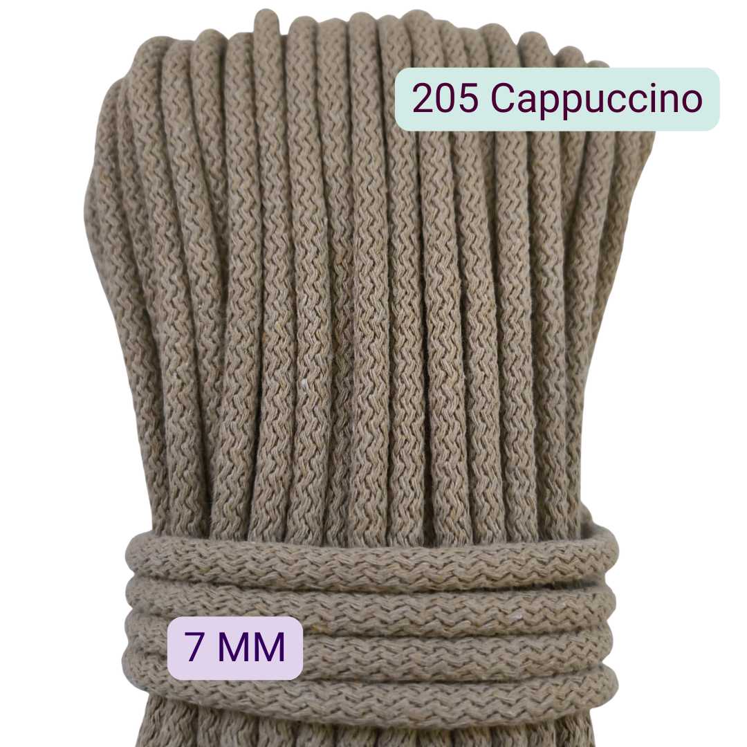 Sznurek do szycia na maszynie 7 mm w kolorze 205 Cappuccino, motek 50 m