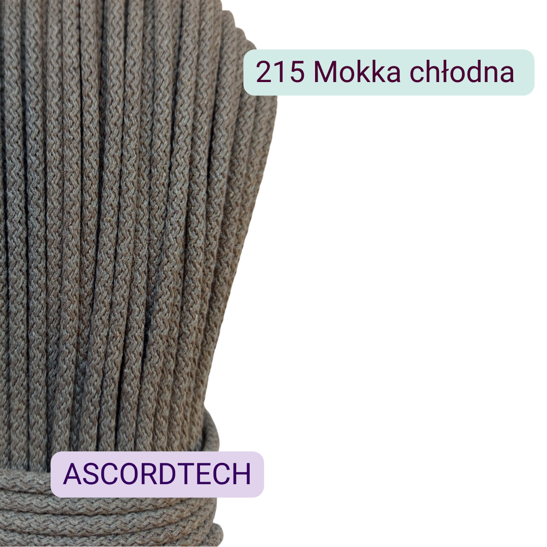 Sznurek bawełniany 5 mm Mokka chłodna 215 – 50 m do szycia