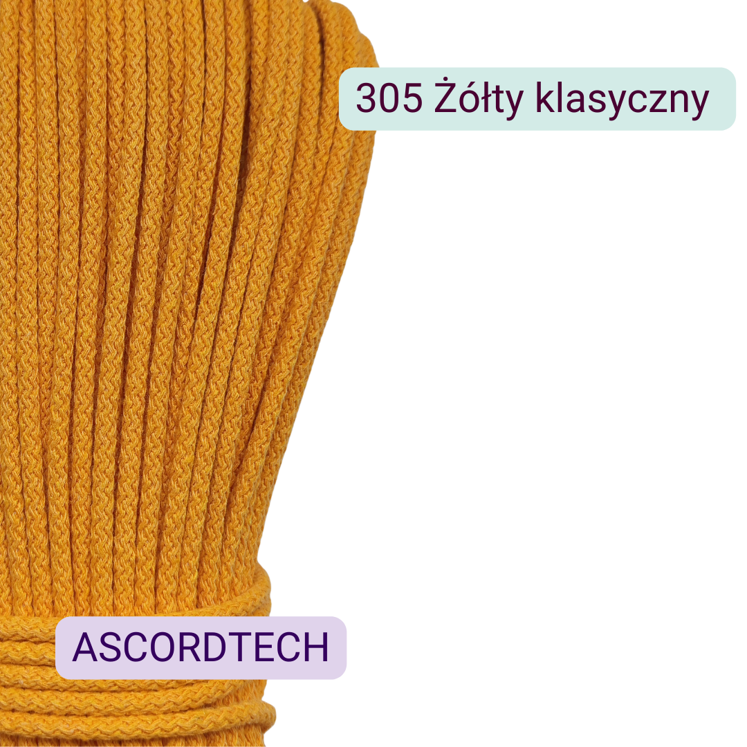 Żółty sznurek bawełniany 5 mm 50 m – kolor klasyczny 305