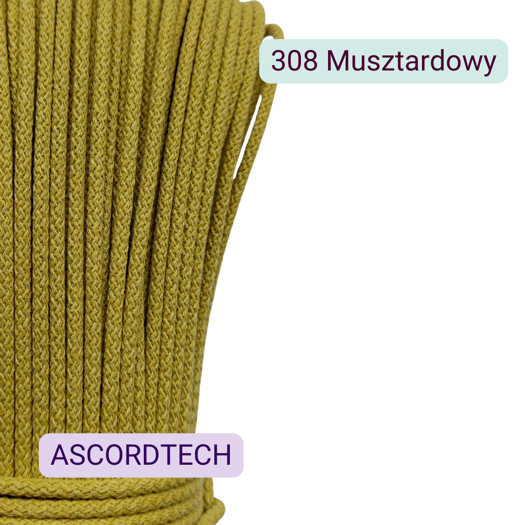 Musztardowy sznurek bawełniany 5 mm 50 m – kolor 308