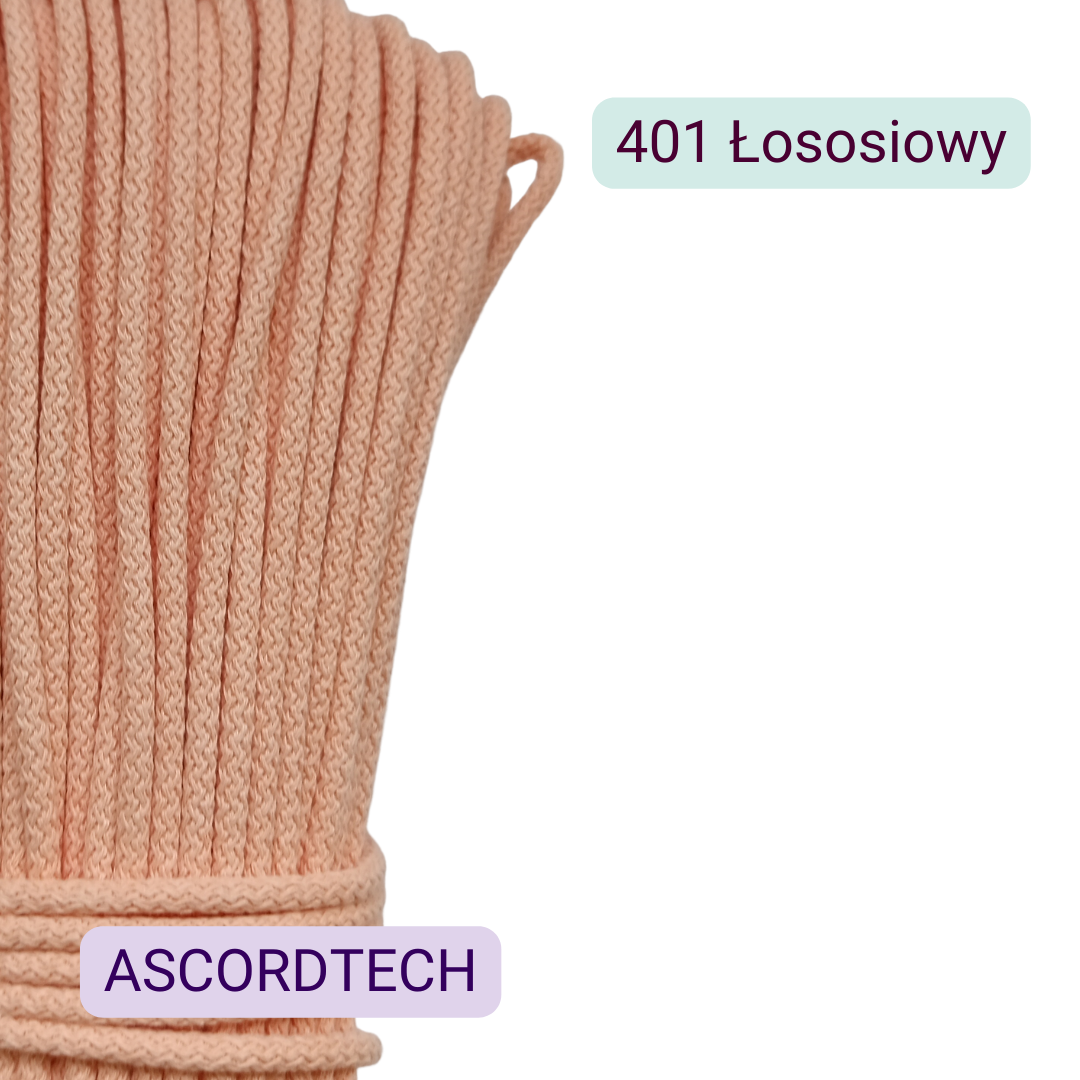Łososiowy sznurek bawełniany 5 mm 50 m – kolor 401
