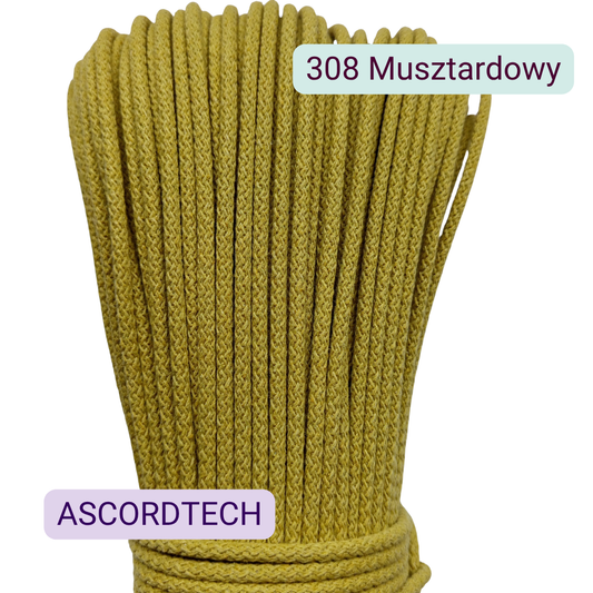 Musztardowy 308 – musztardowy sznurek bawełniany 5 mm do szycia torebek