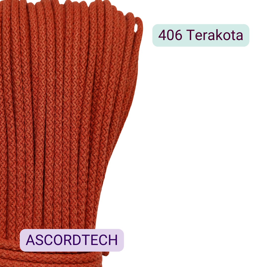 Terakotowy sznurek bawełniany 5 mm Terakota 406 – 50 m do szycia