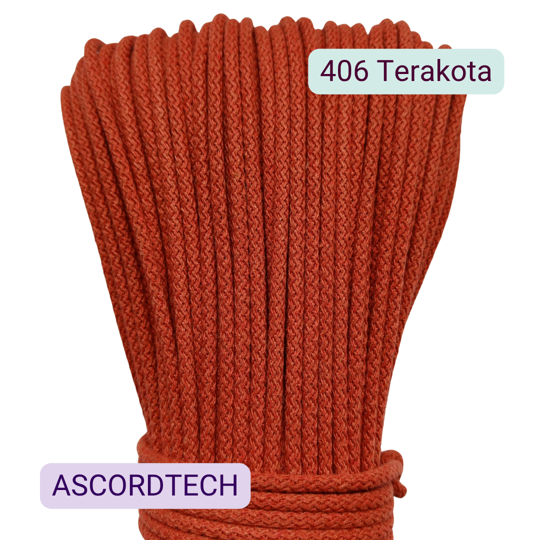 Terakota 406 – terakotowy sznurek bawełniany 5 mm do szycia torebek