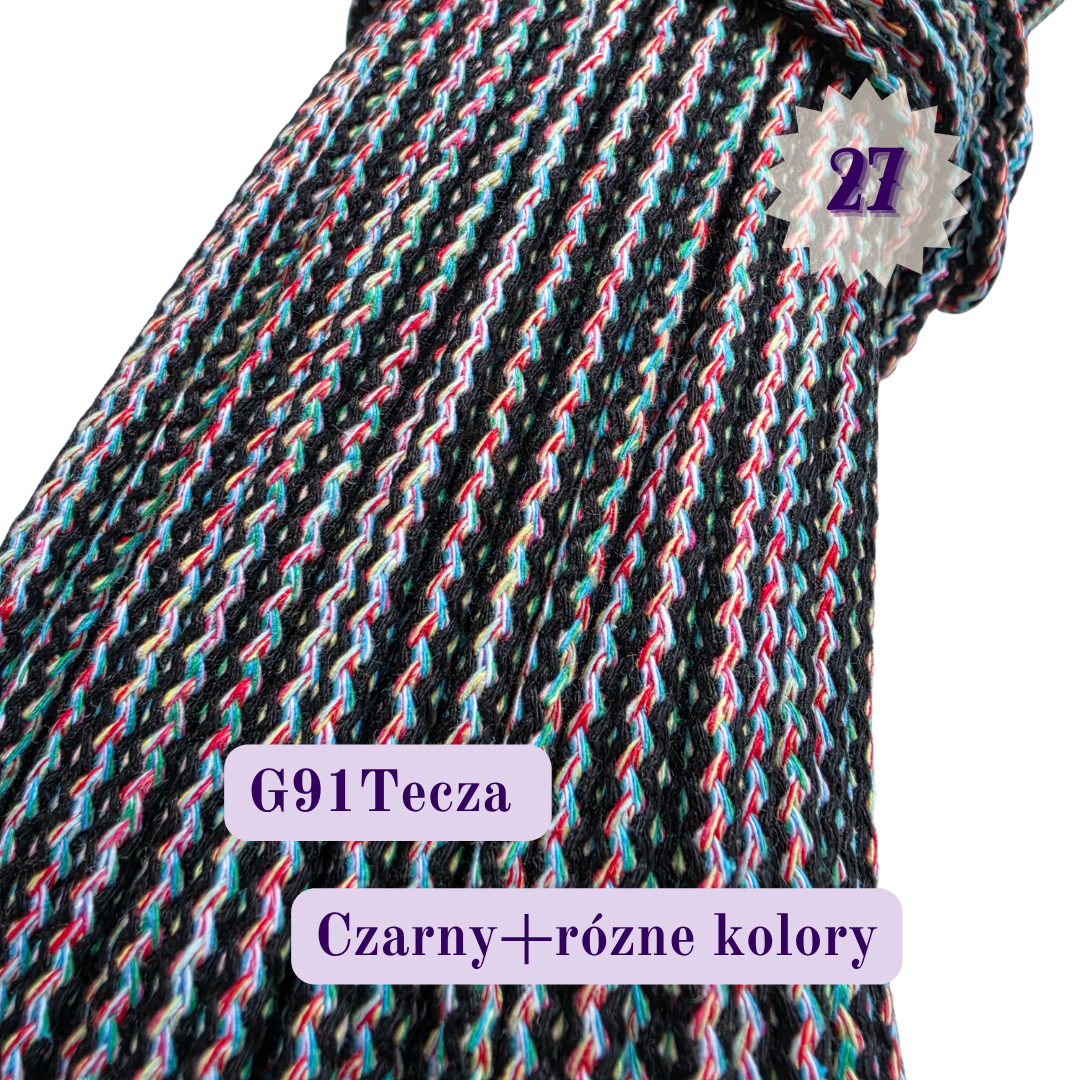 Sznurek do szycia 5 mm – Melanż G – Czarny + różne kolory | G91 Tęcza