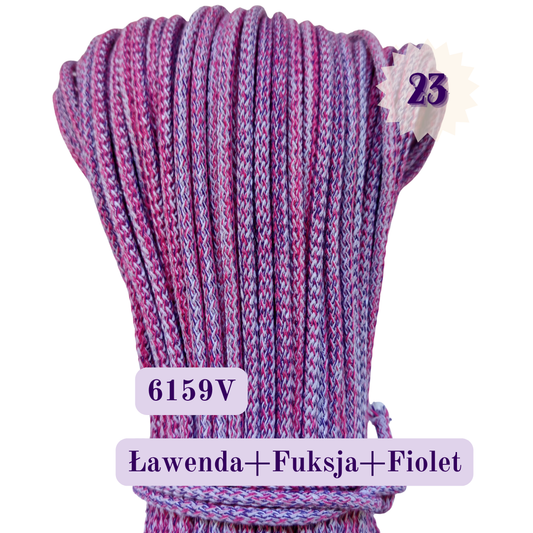 Sznurek do szycia 5 mm Melanż V Lawenda Fuksja Fiolet 6159V Ascordtech