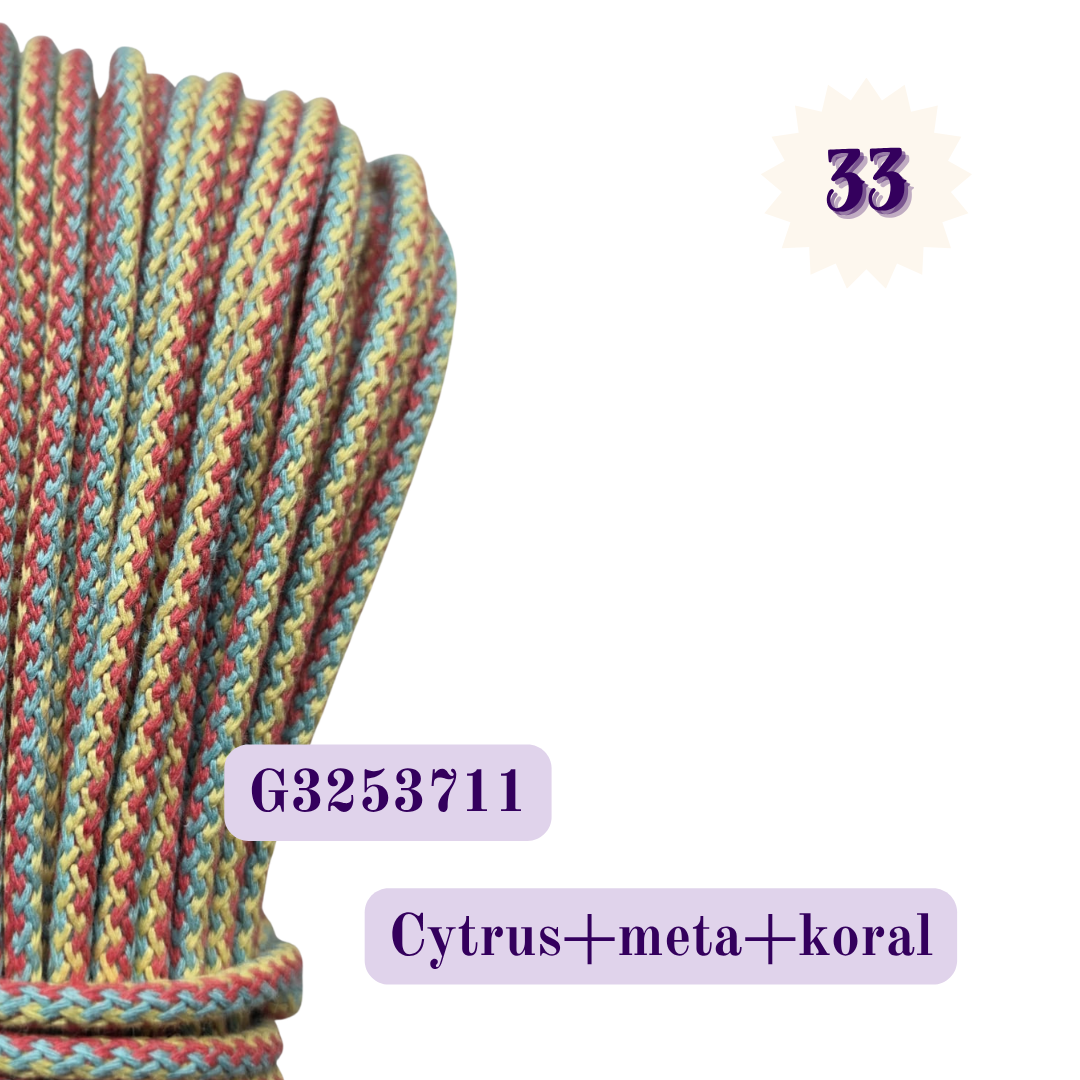 Sznurek do szycia 5 mm – Melanż G – Cytrus + Mięta + Koral | G3253711