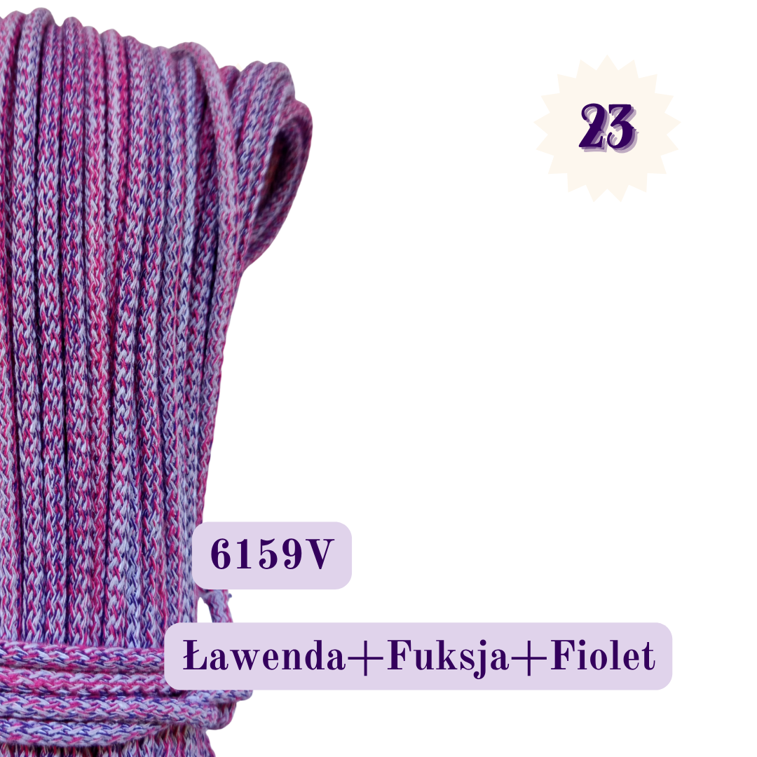 Sznurek do szycia 5 mm – Melanż V – Lawenda + Fuksja + Fiolet | 6159V
