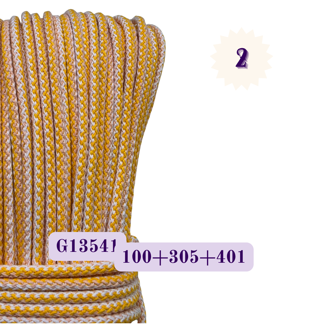 Sznurek do szycia 5 mm – Melanż G – Biały + Żółty + Łososiowy | G13541