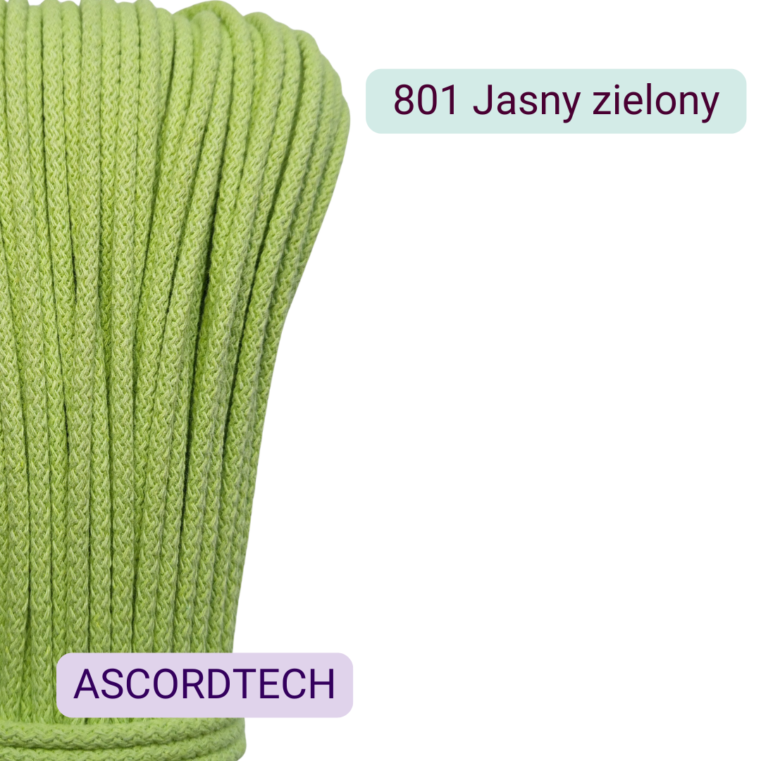 Jasny zielony sznurek bawełniany 5 mm do szycia | 801