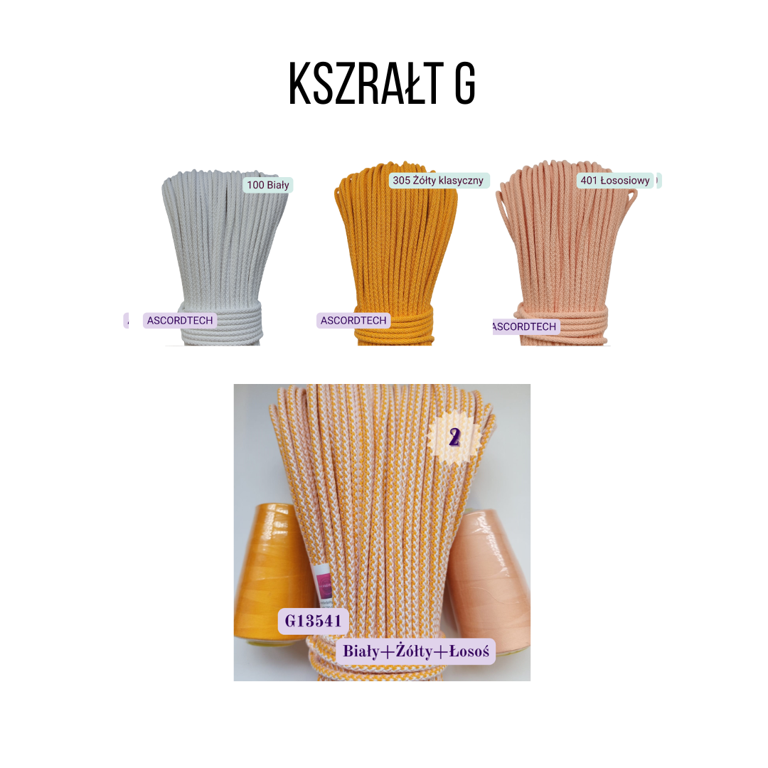 NA ZAMÓWIENIE Melanż – kształt G i V - Sznurek do szycia 5 mm, 100 m