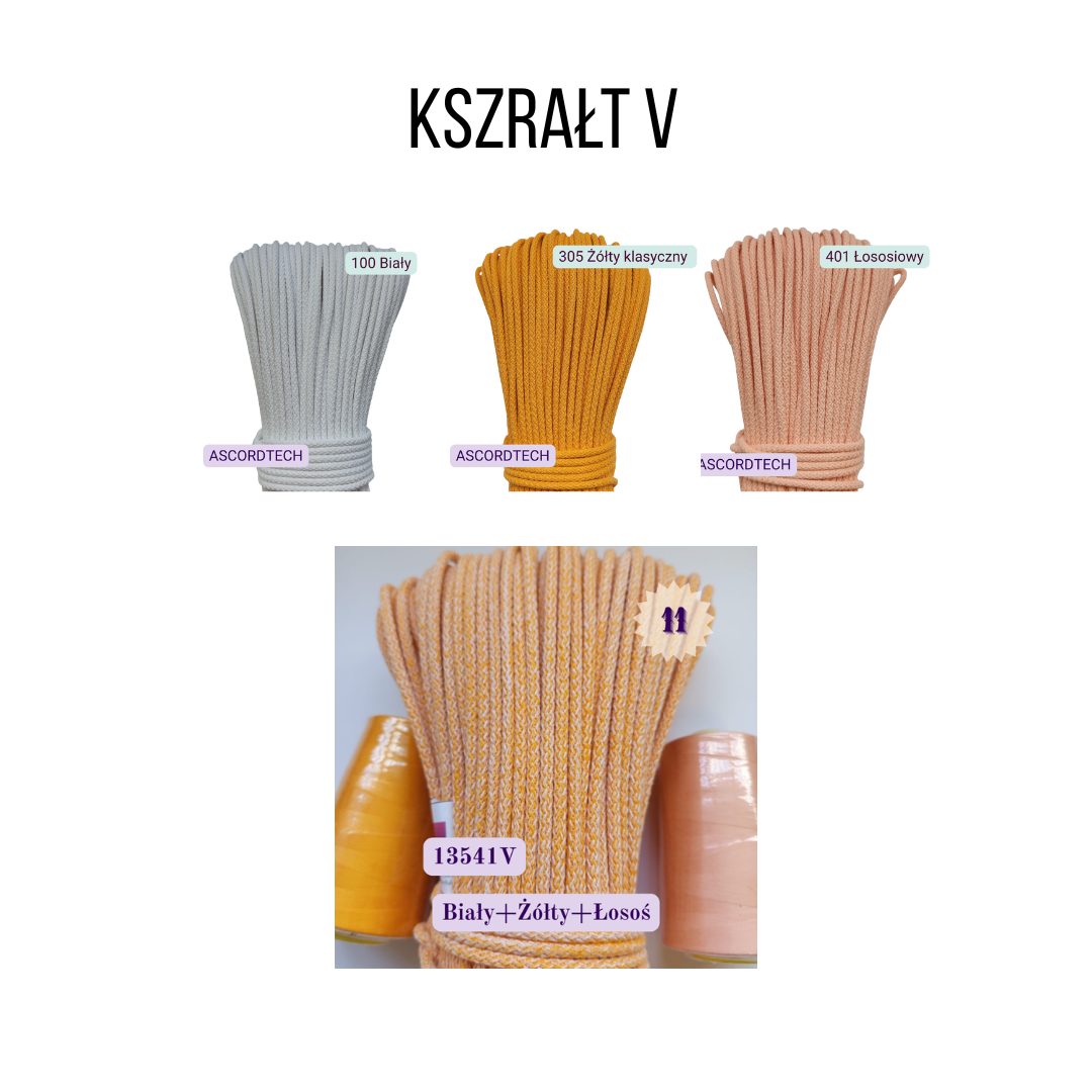 NA ZAMÓWIENIE Melanż – kształt G i V - Sznurek do szycia 5 mm, 100 m