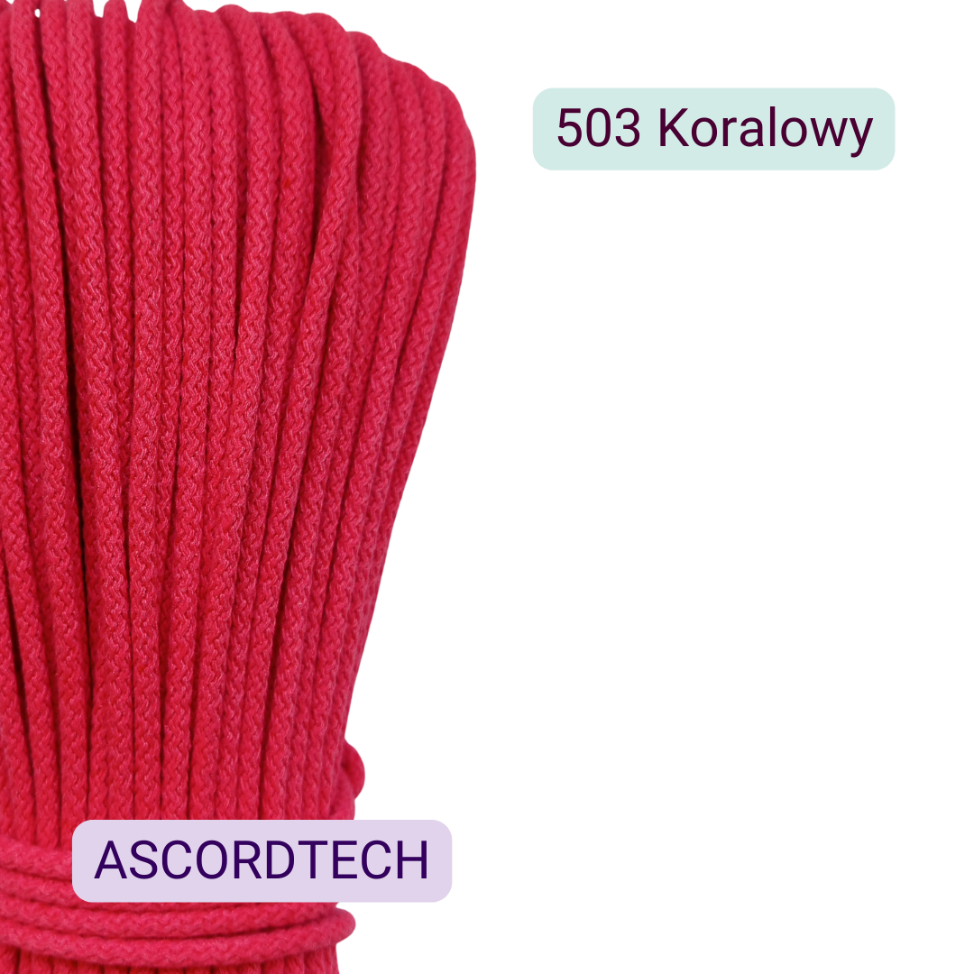 Koralowy sznurek bawełniany 5 mm kolor 503 – 50 m do szycia
