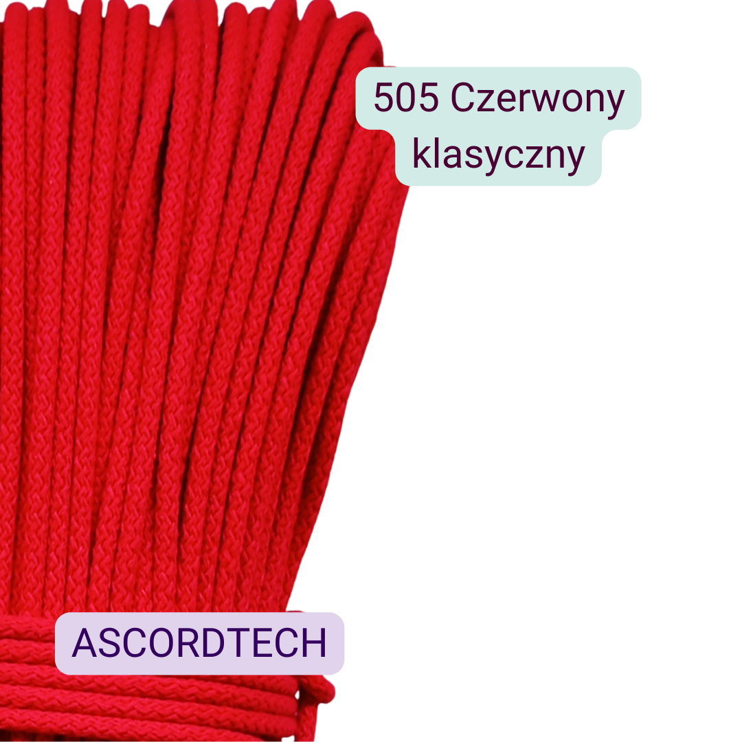 Czerwony sznurek bawełniany 5 mm Czerwony klasyczny 505 – 50 m do szycia
