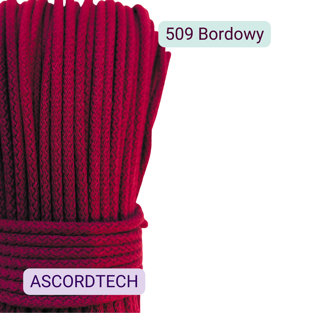 Bordowy sznurek bawełniany 5 mm kolor 509 – 50 m do szycia
