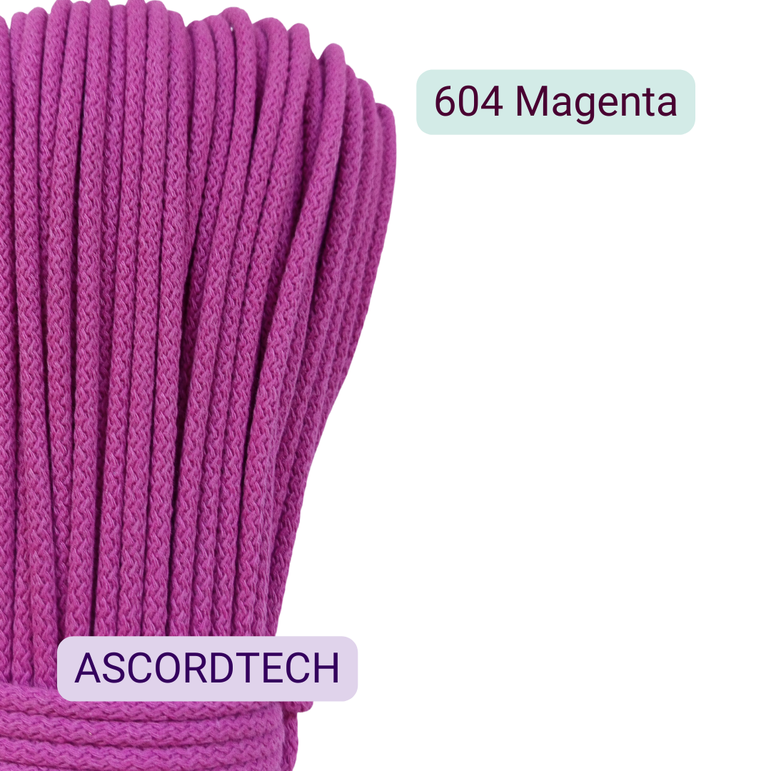 Fuksjowy sznurek bawełniany 5 mm Magenta 604 – 50 m do szycia
