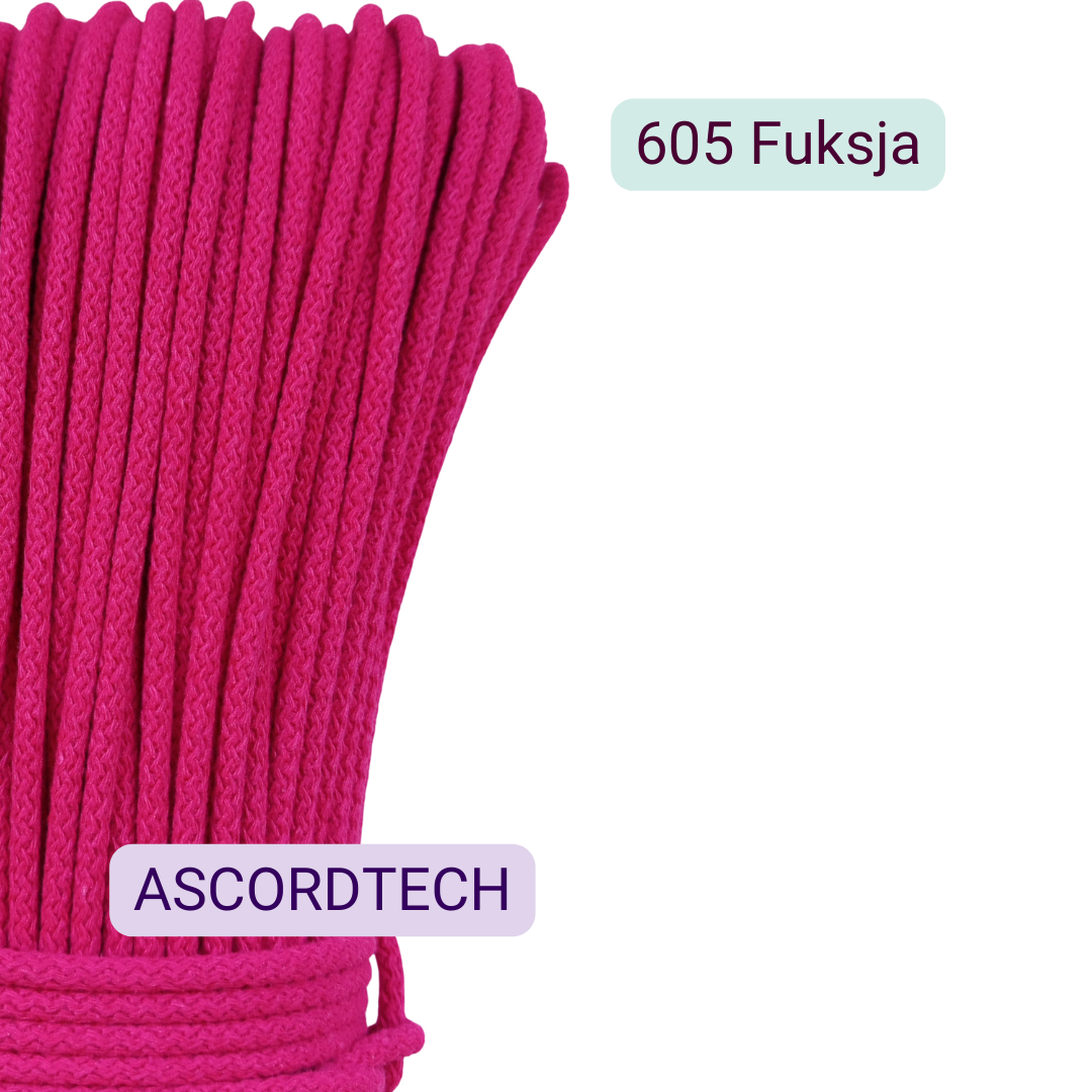 Fuksja 605 – fuksjowy sznurek bawełniany 5 mm do szycia torebek
