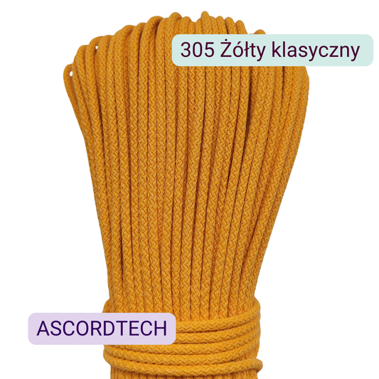 Żółty klasyczny 305 – żółty sznurek bawełniany 5 mm do szycia torebek