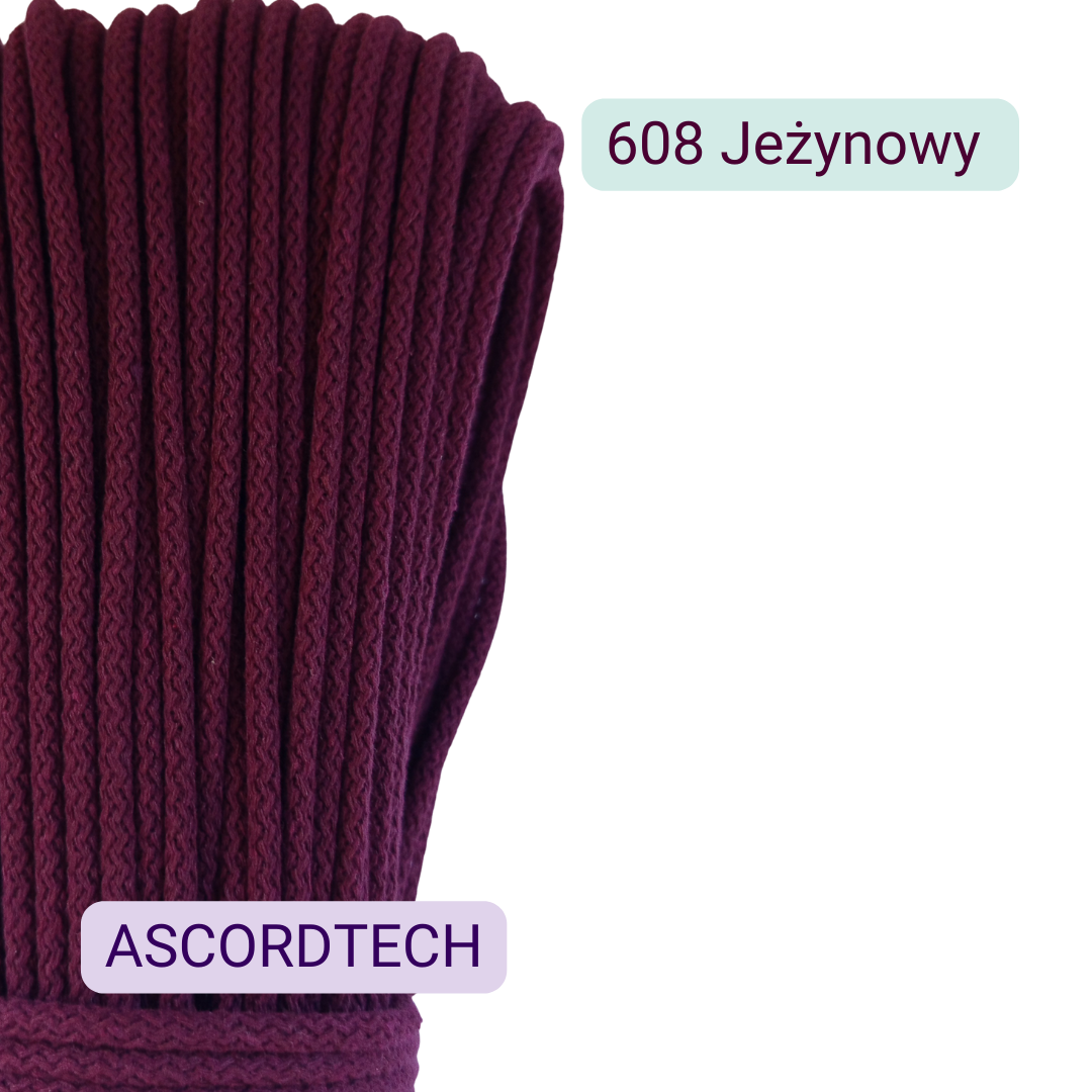 Śliwkowy sznurek bawełniany 5 mm Jeżynowy 608 – 50 m do szycia
