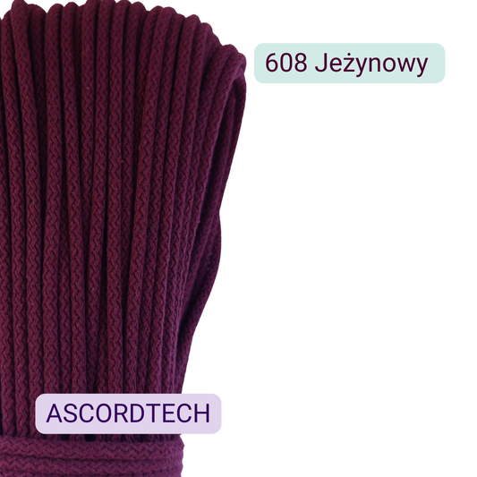 Śliwkowy sznurek bawełniany 5 mm Jeżynowy 608 – 50 m do szycia
