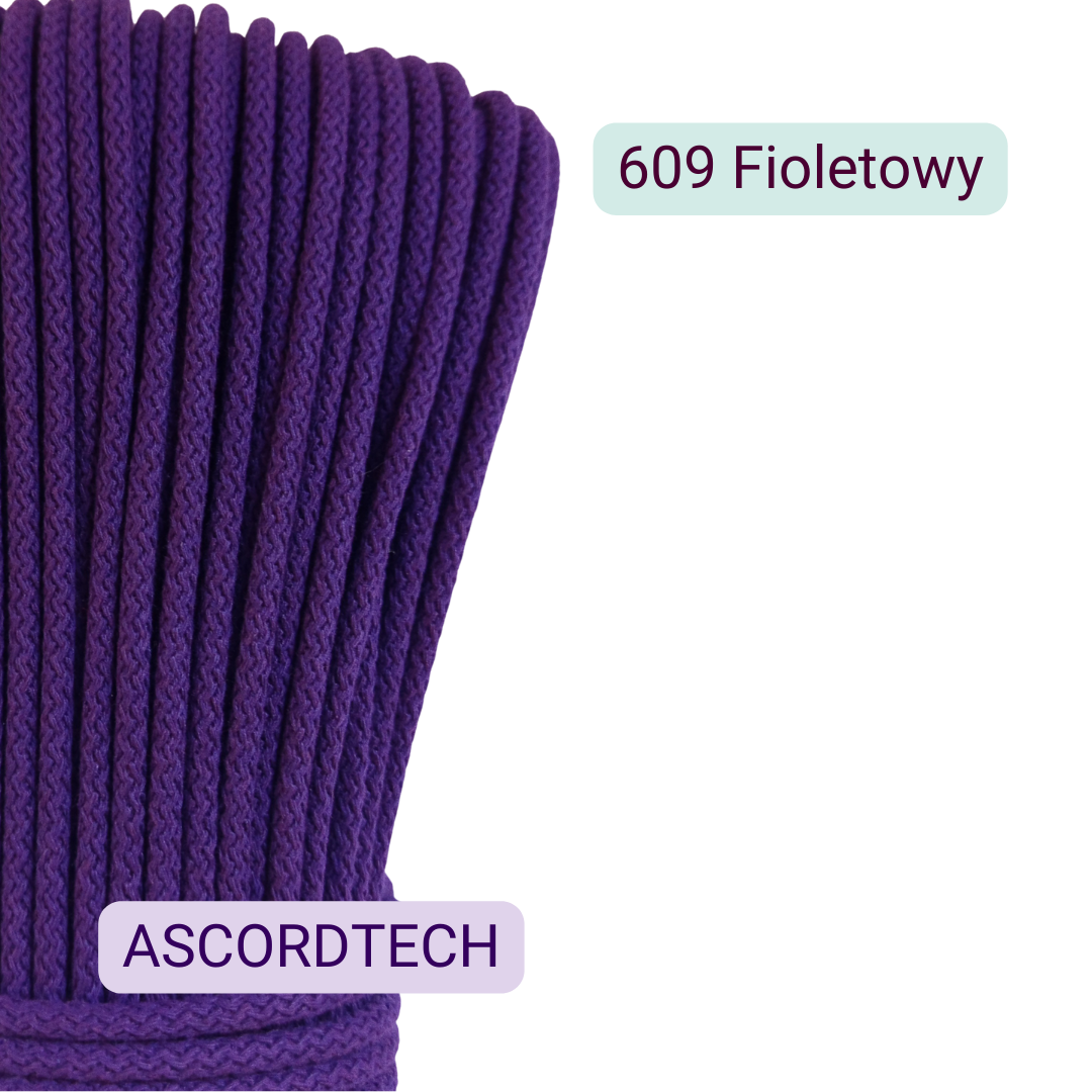 Klasyczny fioletowy sznurek bawełniany 5 mm kolor 609 – 50 m do szycia
