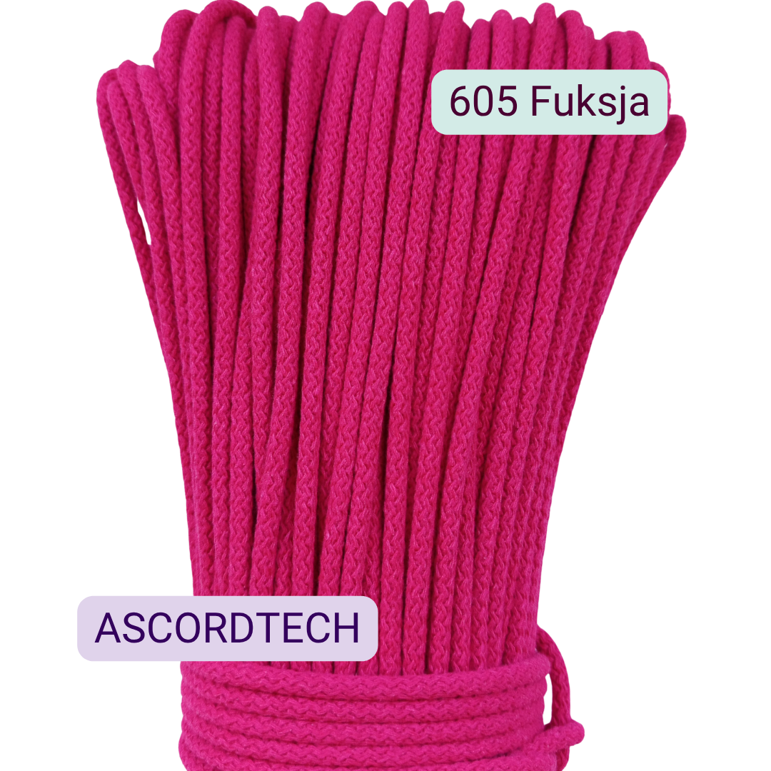 Fuksjowy sznurek bawełniany 5 mm do szycia torebek | 605
