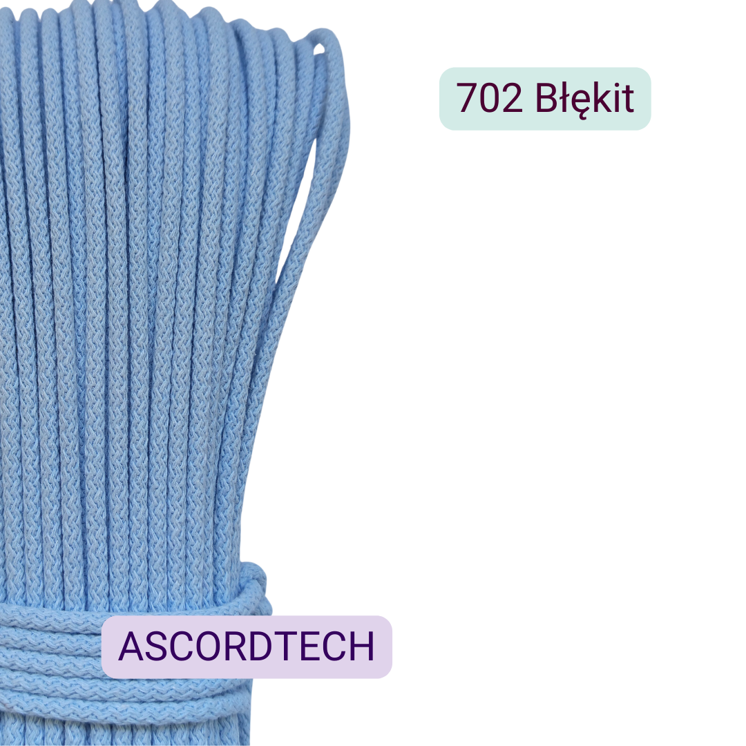 Niebieski sznurek bawełniany 5 mm Błękit 702 – 50 m do szycia
