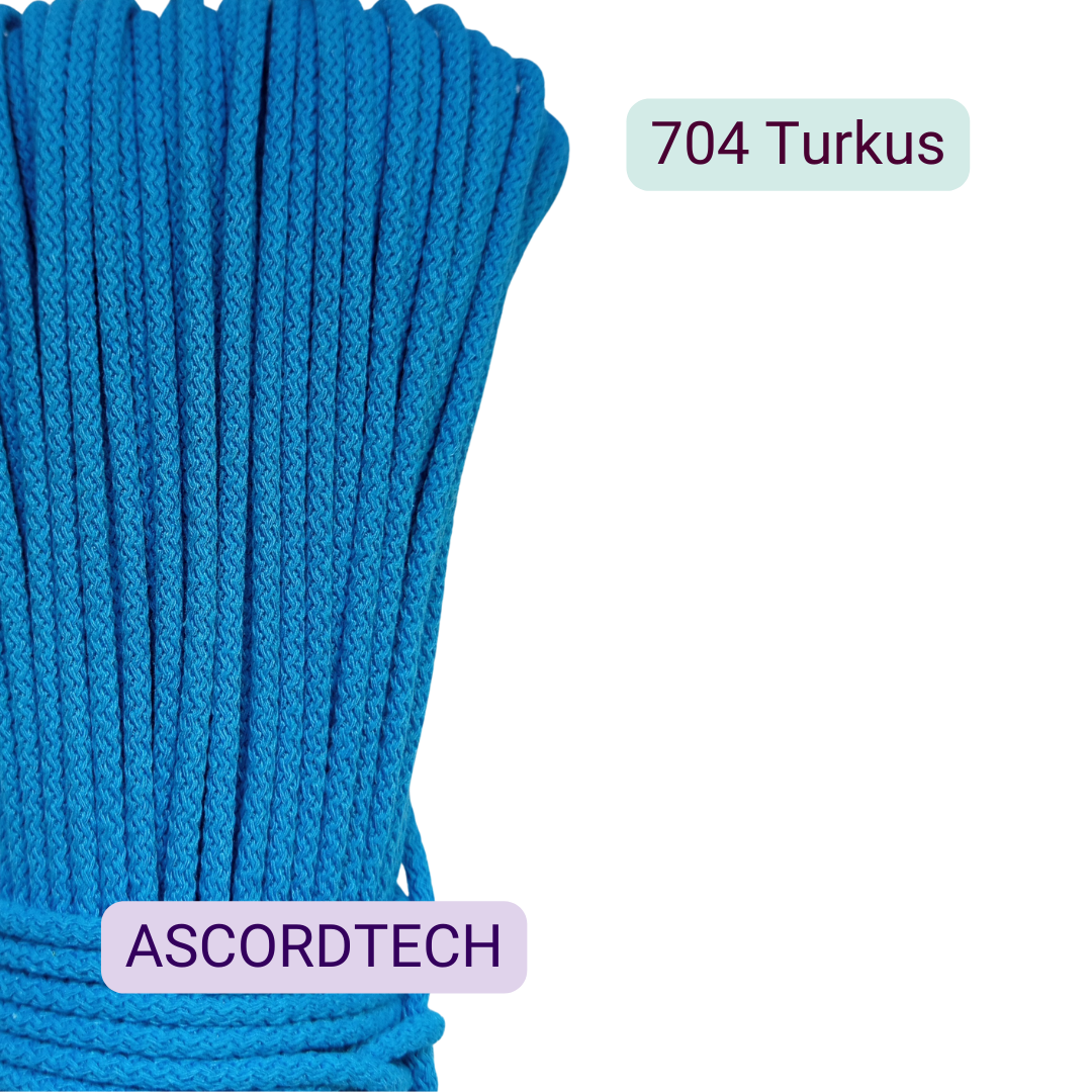 Turkusowy sznurek bawełniany 5 mm kolor 704 – do szycia na maszynie