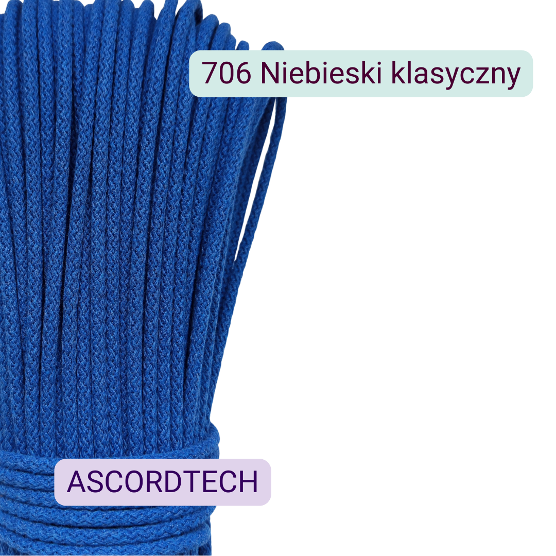 Niebieski sznurek bawełniany 5 mm kolor 706 – do szycia na maszynie