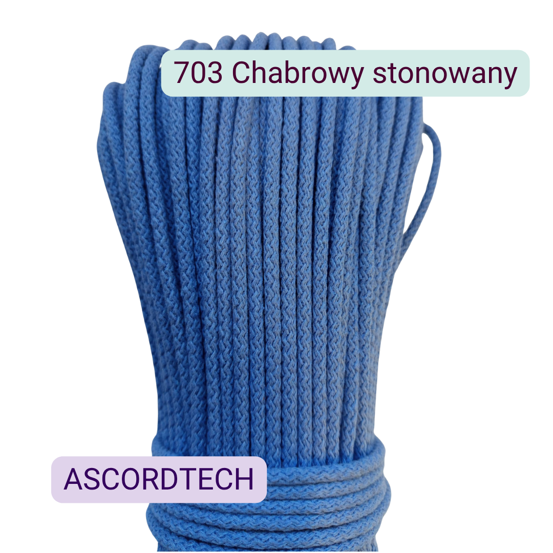 Chabrowy stonowany 703 – sznurek bawełniany 5 mm do szycia torebek