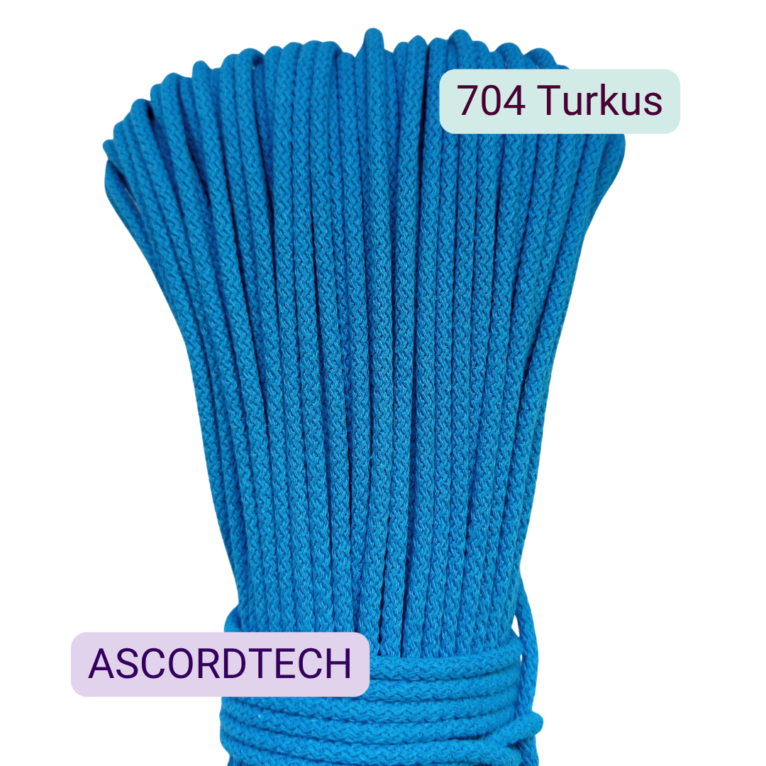 Turkus 704 – turkusowy sznurek bawełniany 5 mm do szycia torebek