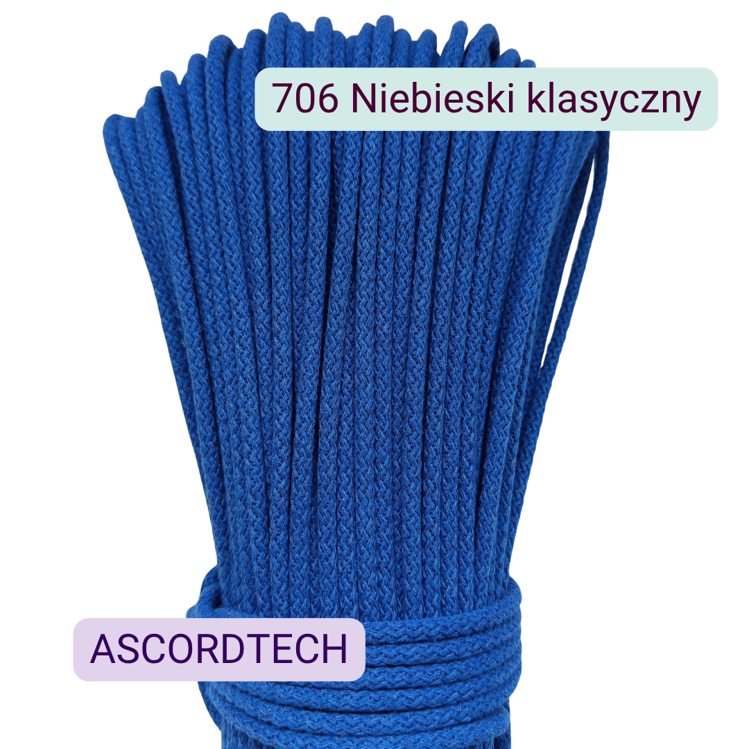 Niebieski klasyczny 706 – sznurek bawełniany 5 mm do szycia torebek