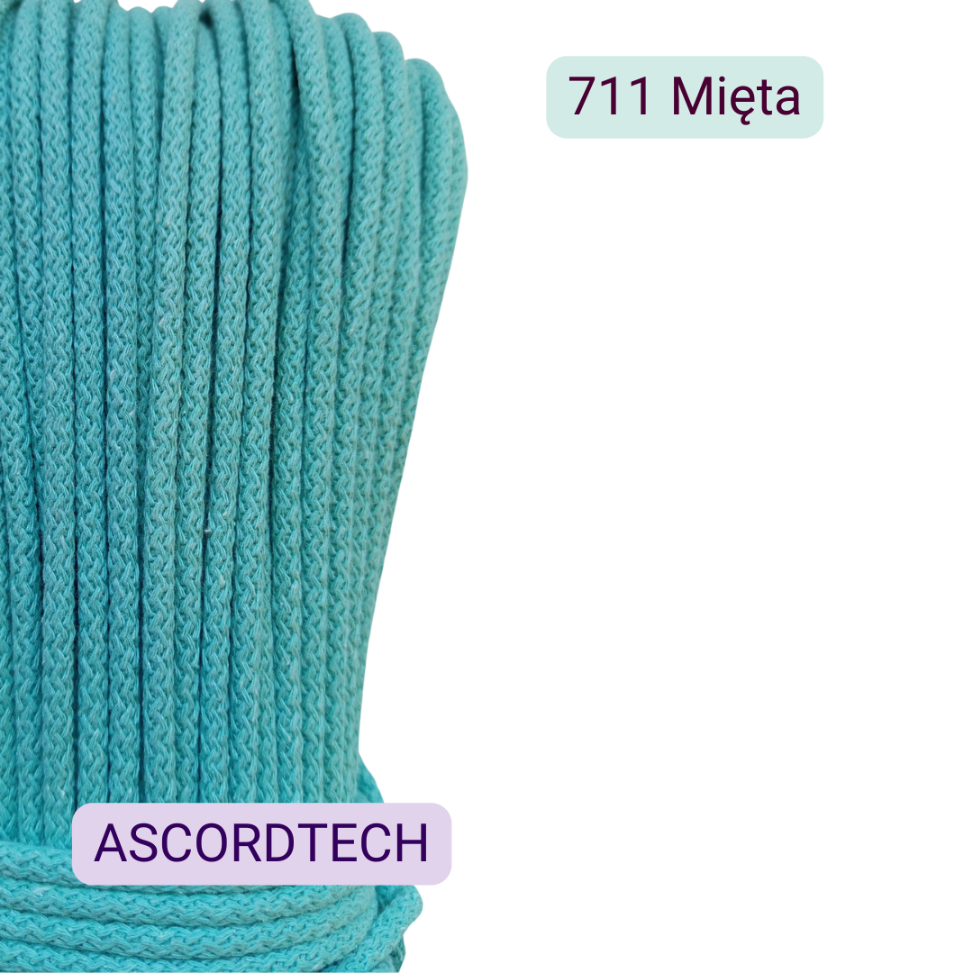 Miętowy sznurek bawełniany 5 mm do szycia torebek | 711