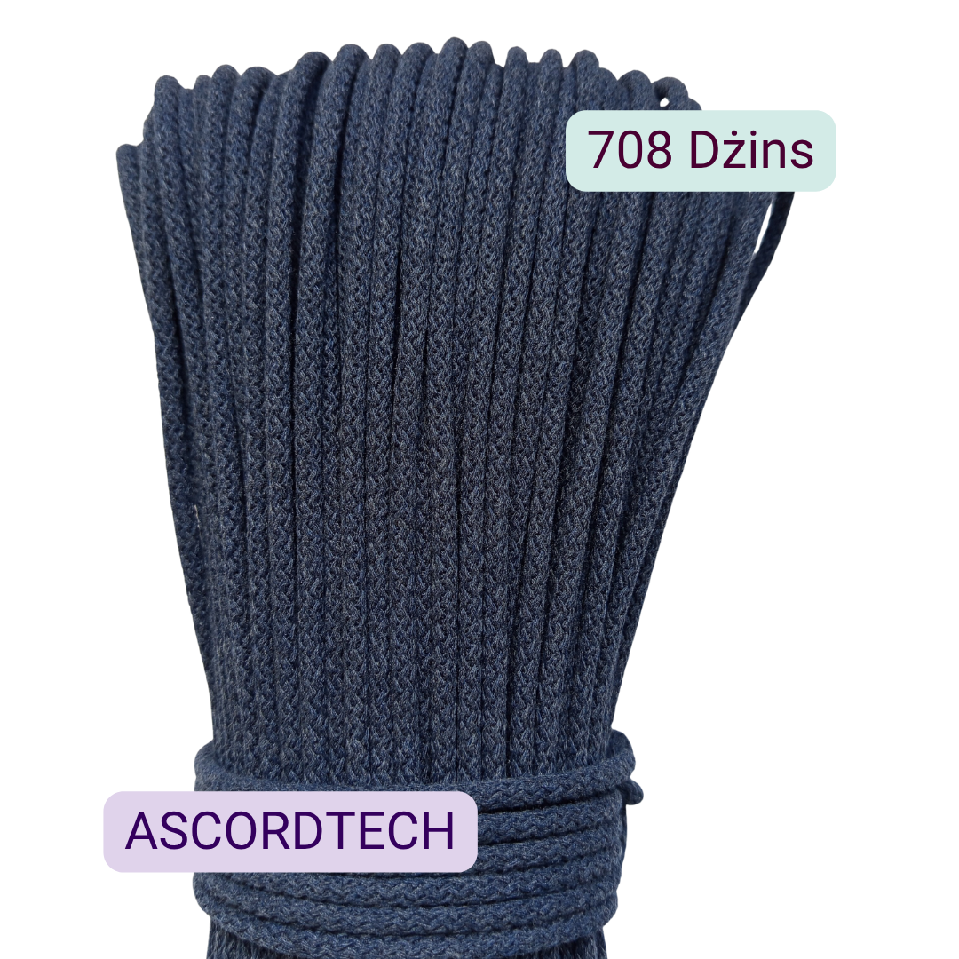 Dżins 708 – dżinsowy sznurek bawełniany 5 mm do szycia torebek