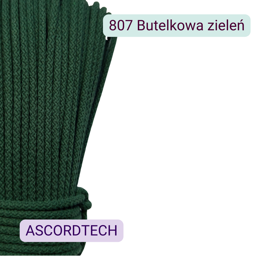 Butelkowa zieleń sznurek bawełniany 5 mm do szycia | 807