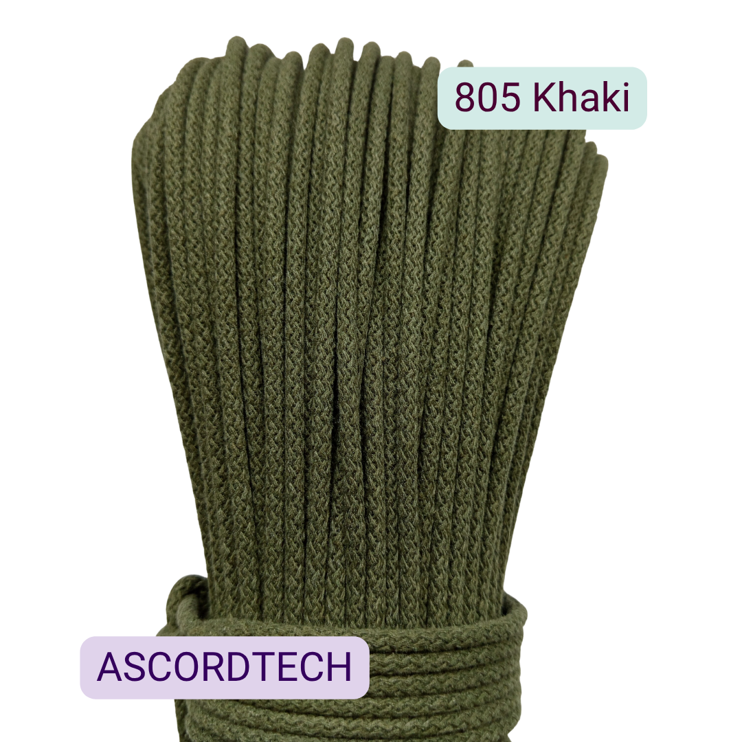 Khaki sznurek bawełniany 5 mm do szycia torebek 100 m – kolor 805