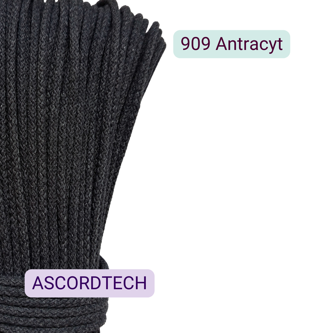 Grafitowy sznurek bawełniany 5 mm Antracyt 909 – 50 m do szycia