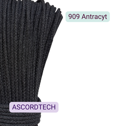 Grafitowy sznurek bawełniany 5 mm Antracyt 909 – 50 m do szycia