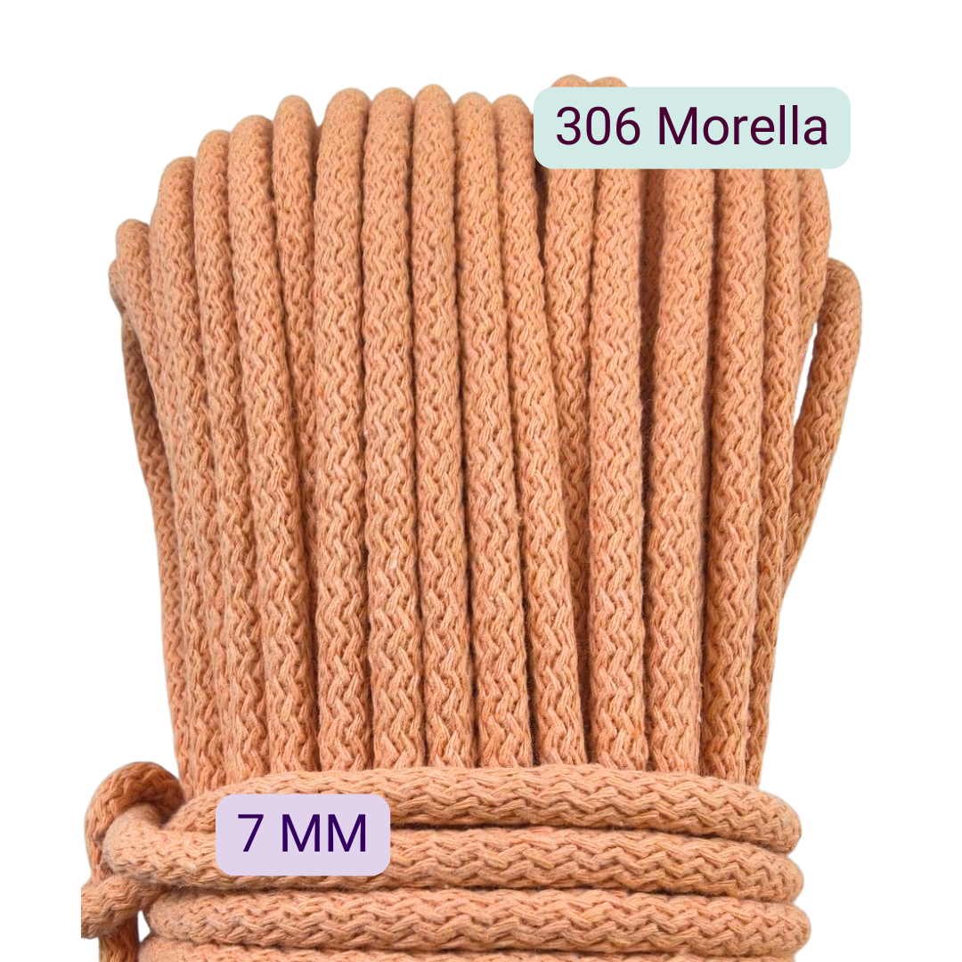 Sznurek do szycia na maszynie 7 mm, kolor 306 Morella, motek 50 m