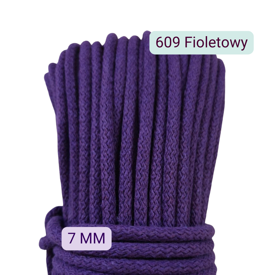 Sznurek do szycia na maszynie 7 mm w kolorze 609 Fioletowy, motek 50 m