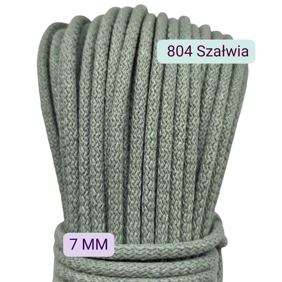 Sznurek do szycia na maszynie 7 mm w kolorze 804 Szałwia, motek 50 m