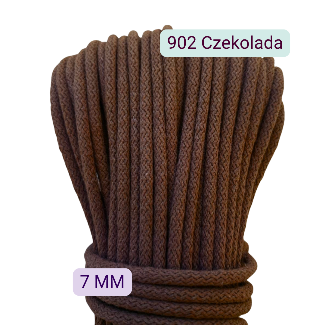 Sznurek do szycia na maszynie 7 mm w kolorze 902 Czekolada, motek 50 m