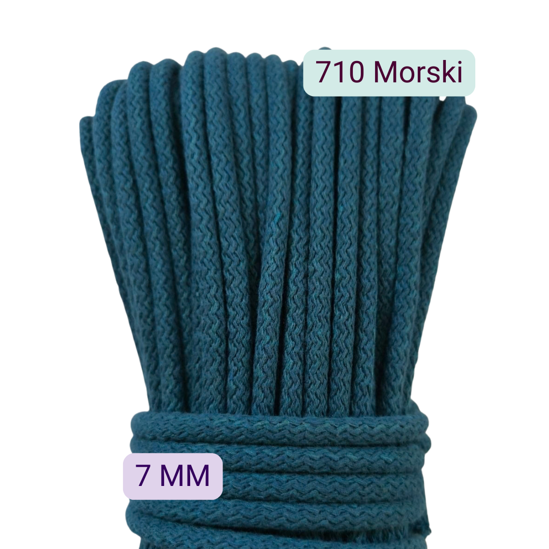 Sznurek do szycia na maszynie 7 mm w kolorze 710 Morski, motek 50 m