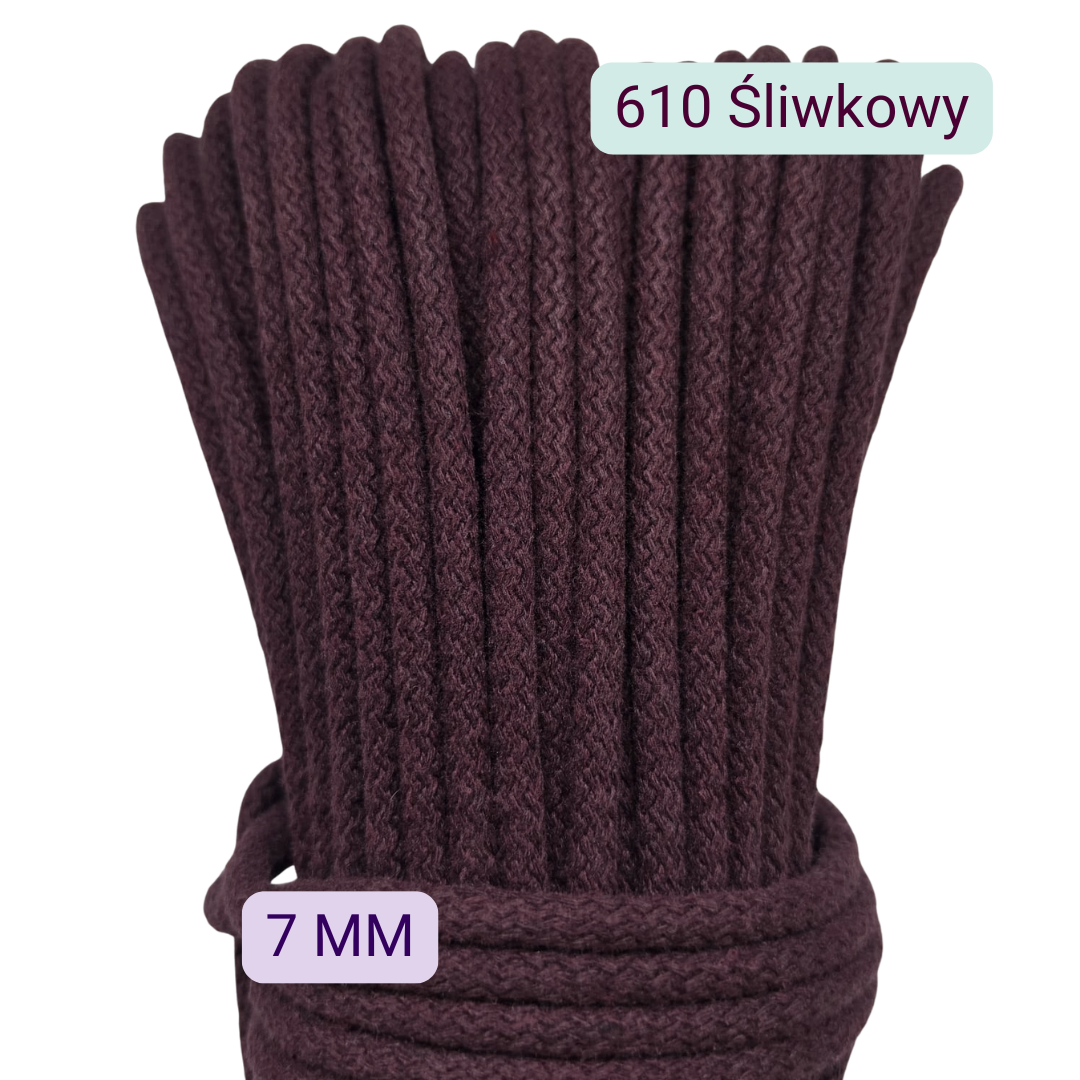 7 mm – Sznurek do szycia 610 Śliwkowy – 50 m