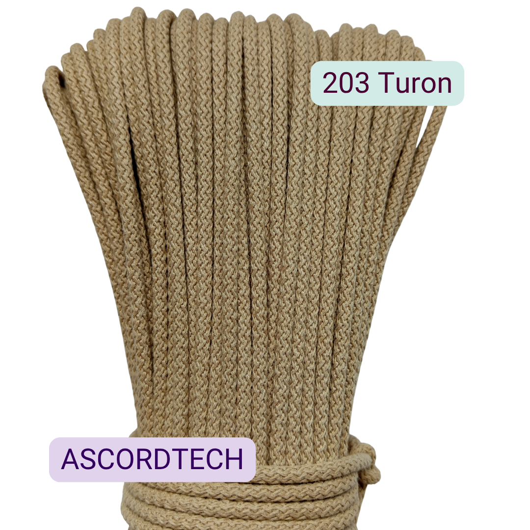 Turon 203 – beżowy sznurek bawełniany 5 mm do szycia torebek