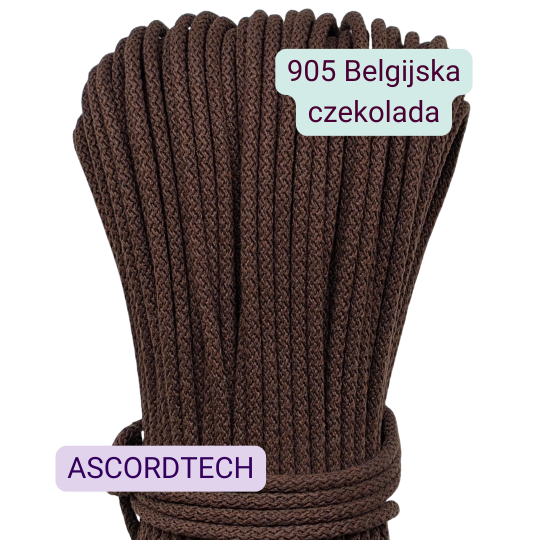 Belgijska czekolada 905 – brązowy sznurek bawełniany 5 mm do szycia torebek