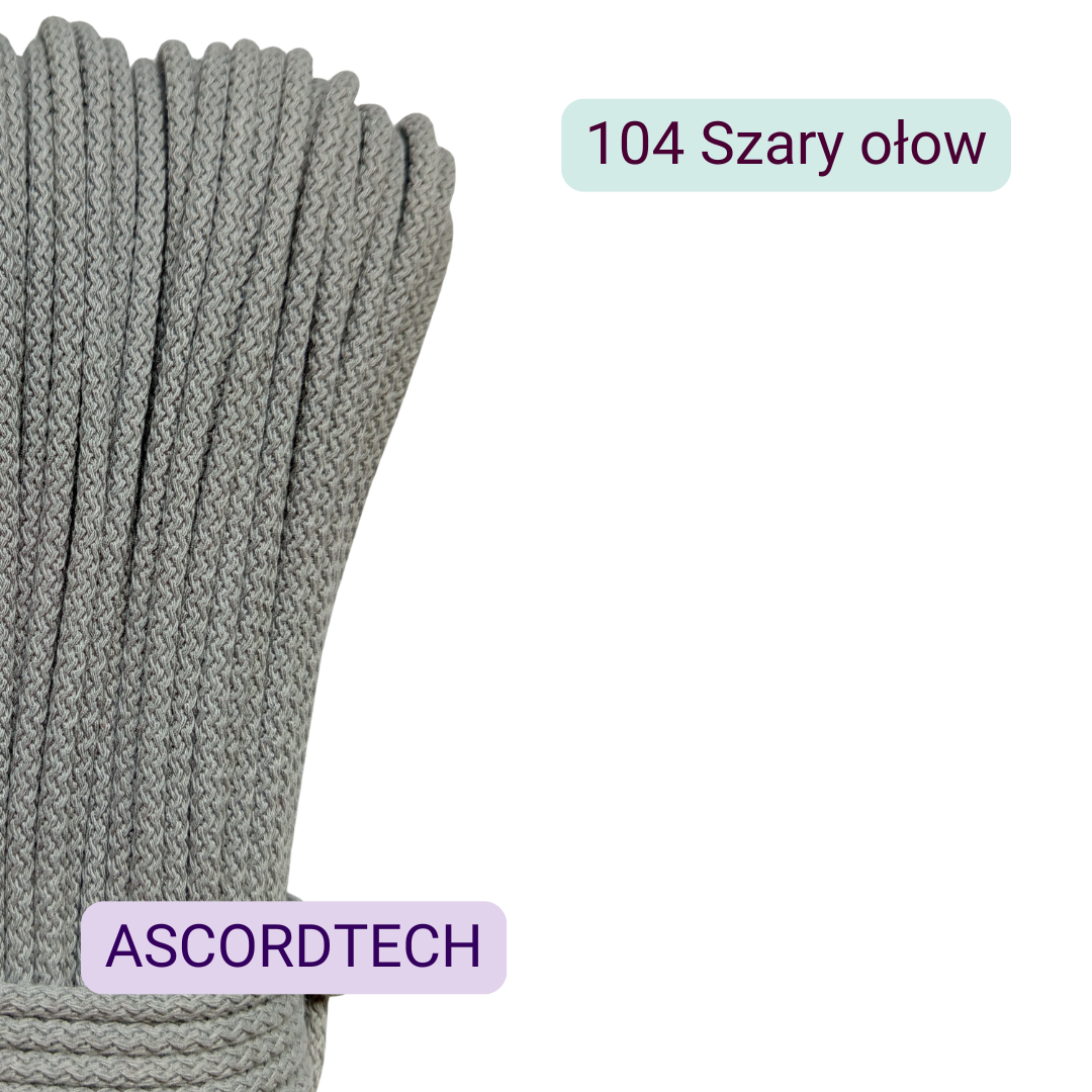 Sznurek bawełniany 5 mm Szary ołów 104 – 50 m do szycia