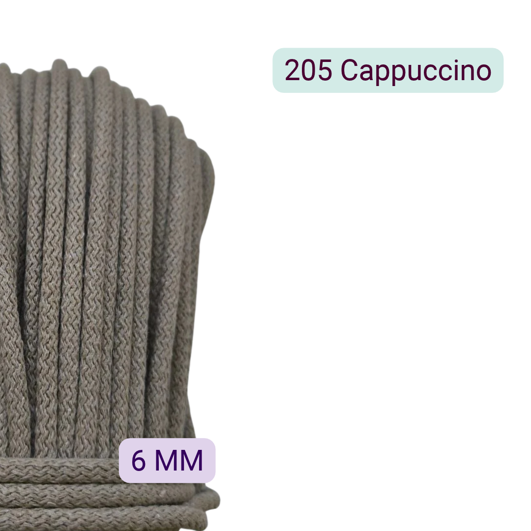 Cappuccino – sznurek bawełniany 6 mm do szycia torebek – 100 m / 50 m | 205